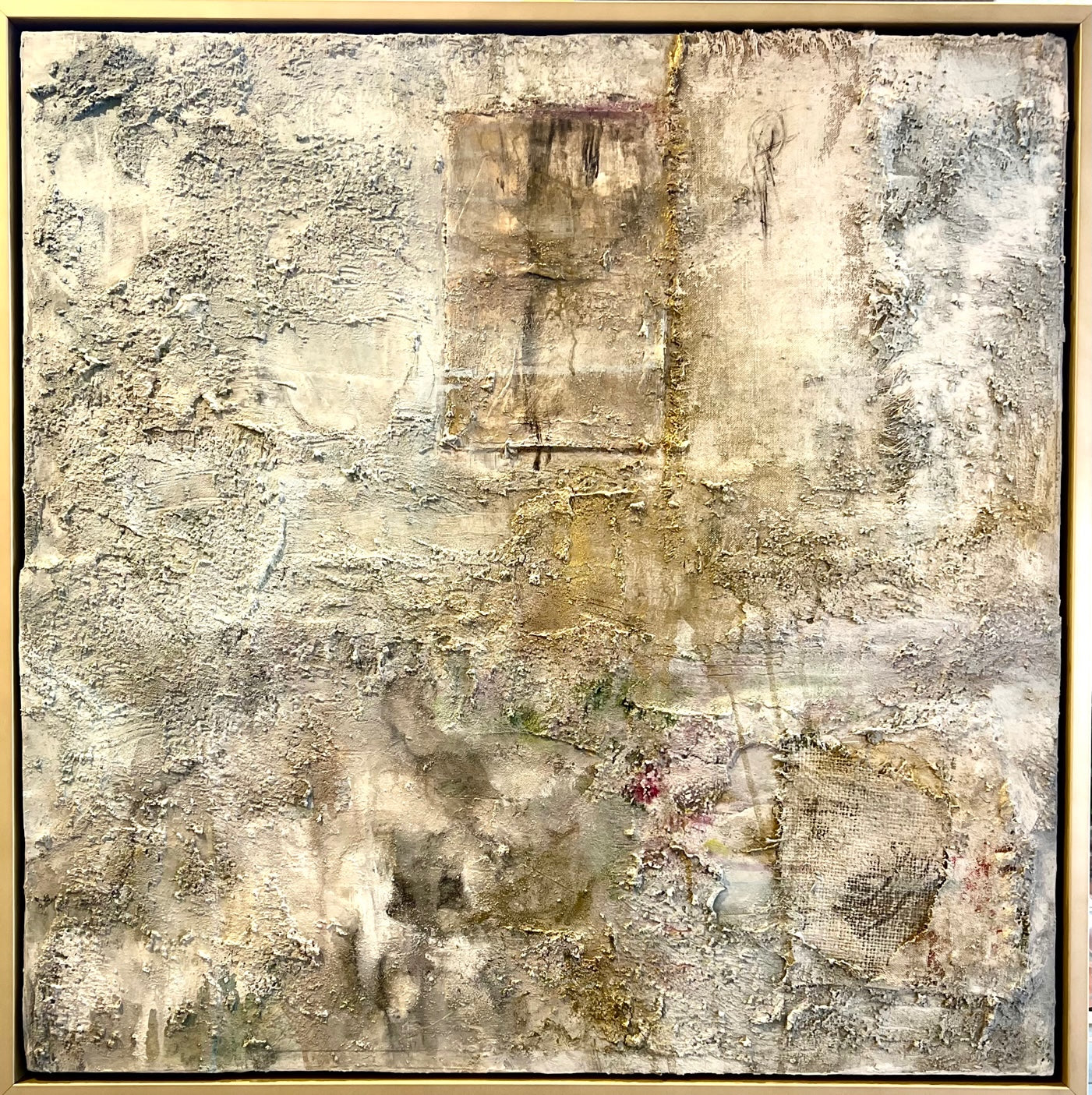 Story Told, mixed media concrete 24" x 24"