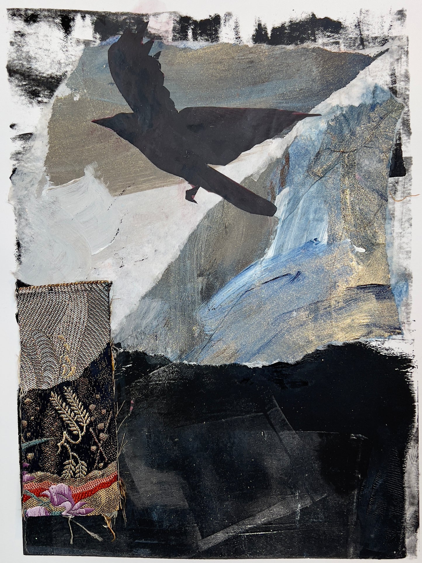 Crow Flying Blue, Fine Art Print, 12" x 9"