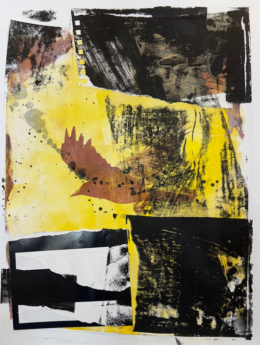 Flying Crow Yellow, Fine Art Print, 12" x 9"